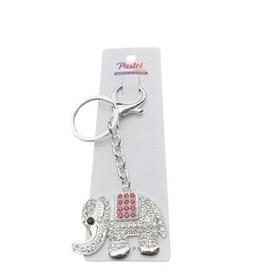 3/$25 Pastel Sparkle.Collection Jeweled Silver Pink Elephant Keychain Bag Charm